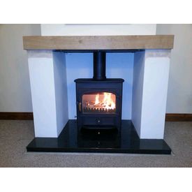 Clearview Vision 500 on a black polished granite hearth