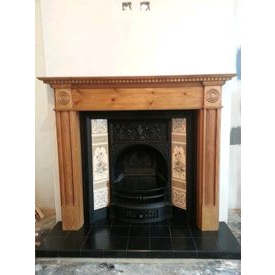 Open cast iron fire with tiles