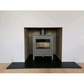 Chesneys Shoreditch 5 in grey and a black polished granite hearth