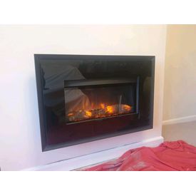 Gazco Evoke wall mounted electric fire with black glass frame 