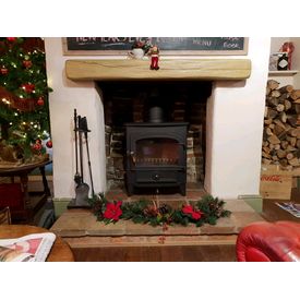 Clearview vision 500 8kw stove. Pale oak effect non combustible beam. 