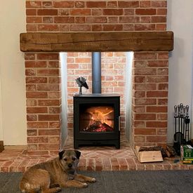 Brick fireplace built by our in house fireplace building team