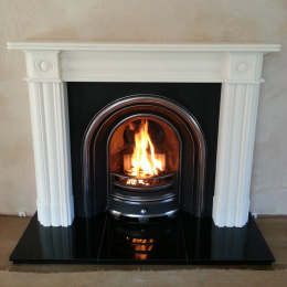 Limestone Georgian mantel and cast iron insert